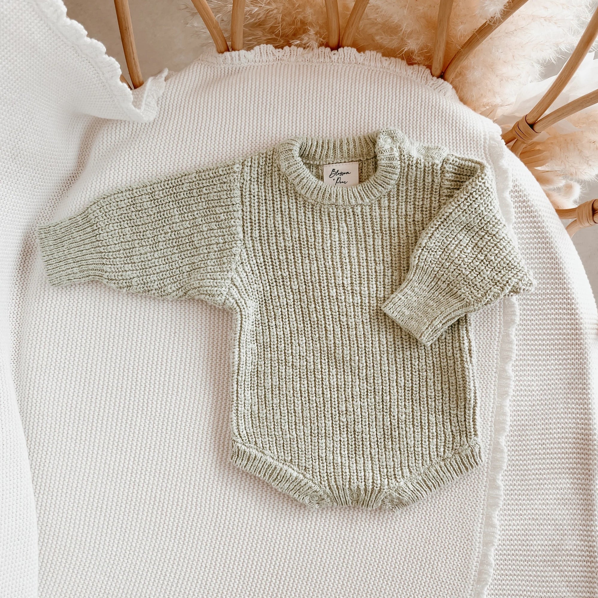 Chunky Knit Romper - Pear