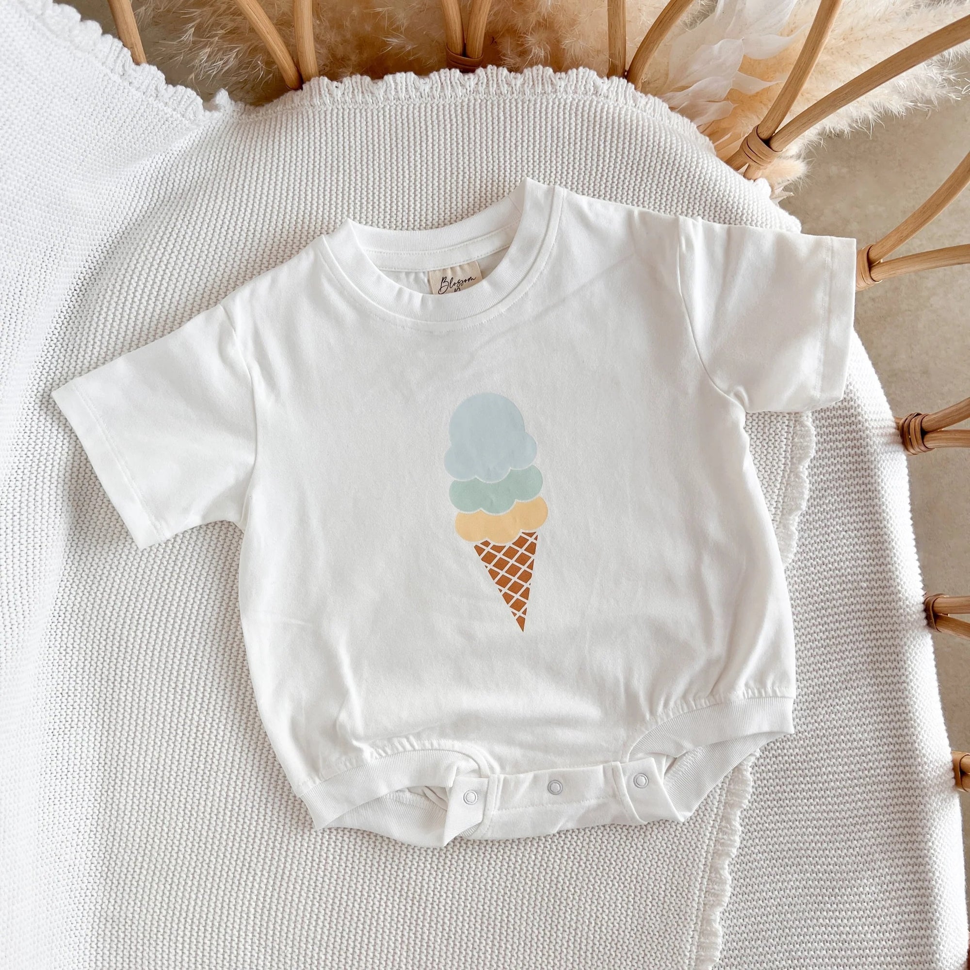 Scoop Ice Cream Slouch Romper - Blue