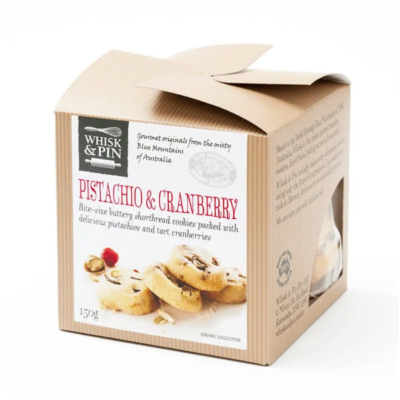 Whisk & Pin Pistachio & Cranberry Shortbread Bite-Size Cookies 150g