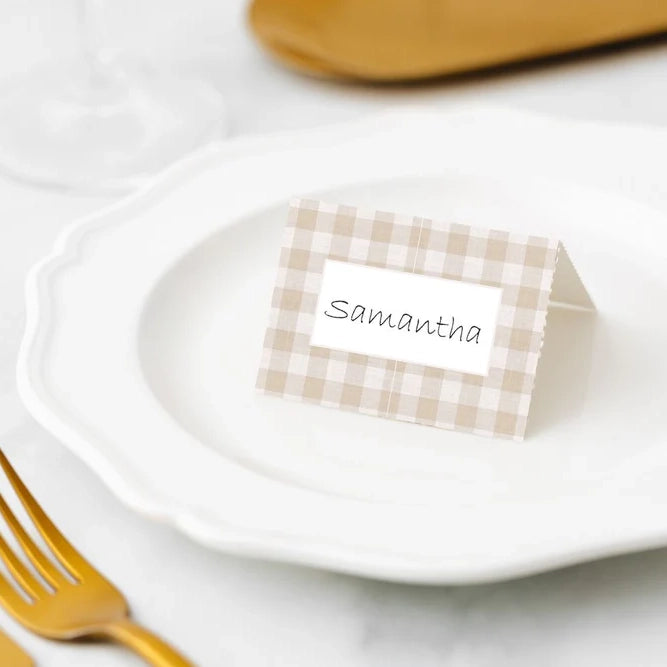 Place Cards 45pk - Linen (Gingham Natural)