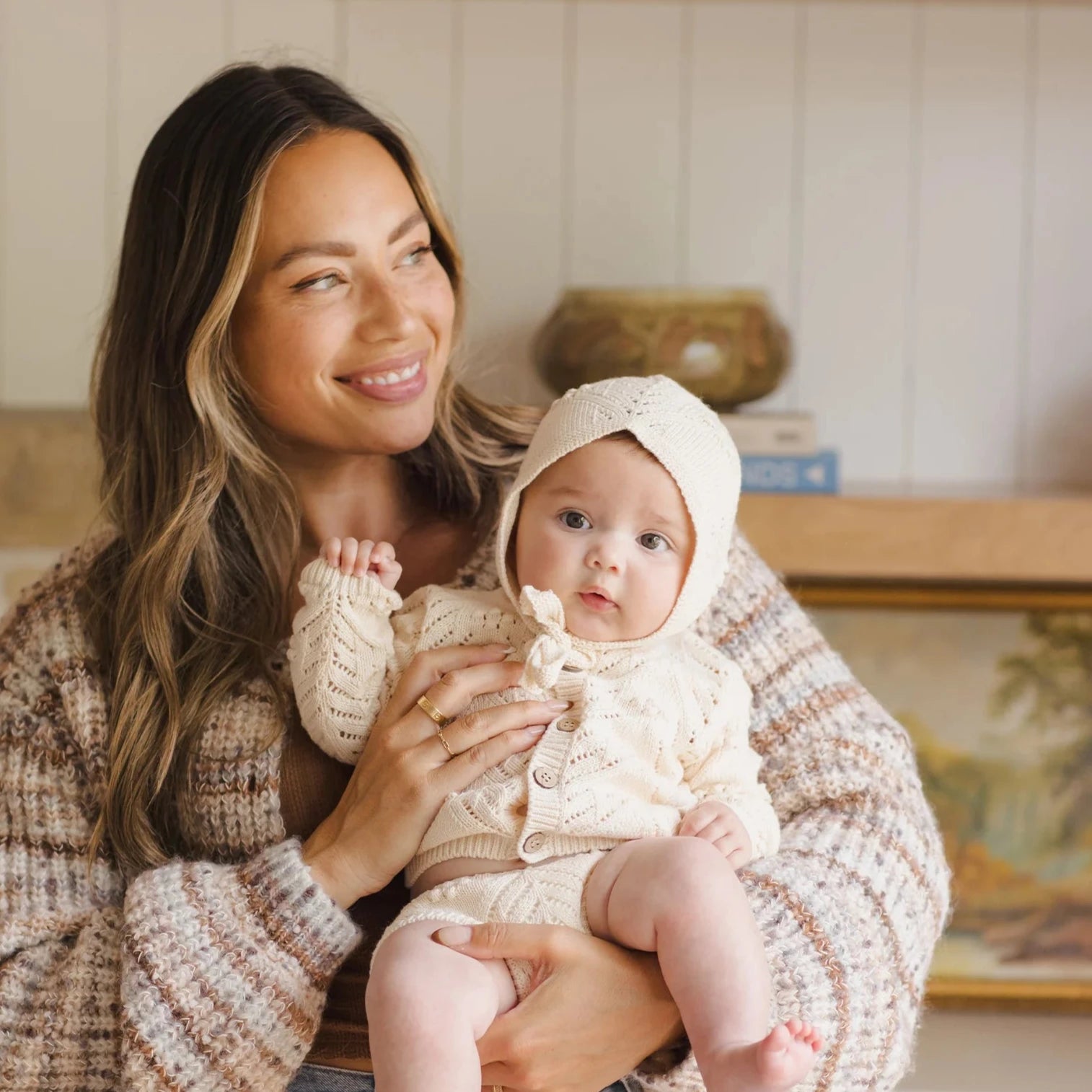 Knit Bonnet / Natural / 3-6m