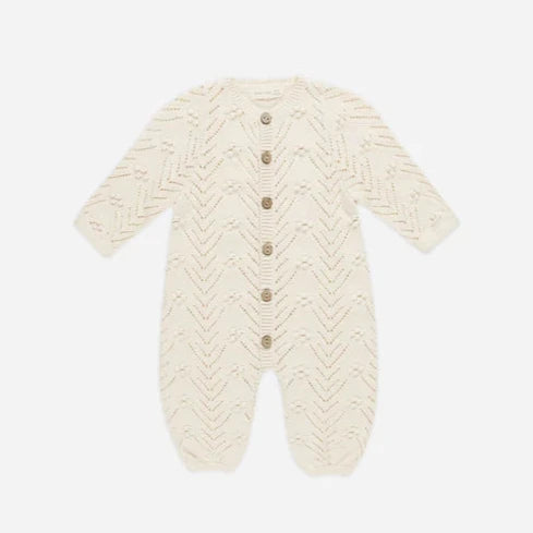 Long Sleeve Bobble Romper / Natural / 3-6m