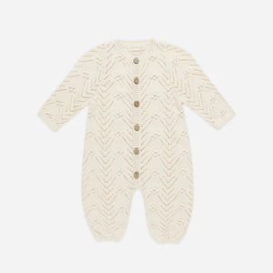 Long Sleeve Bobble Romper / Natural / 3-6m