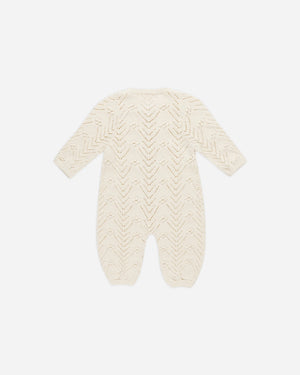 Long Sleeve Bobble Romper / Natural / 3-6m