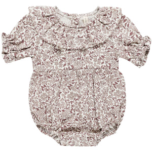 Collared Romper / Mauve Ditsy / 6-12m