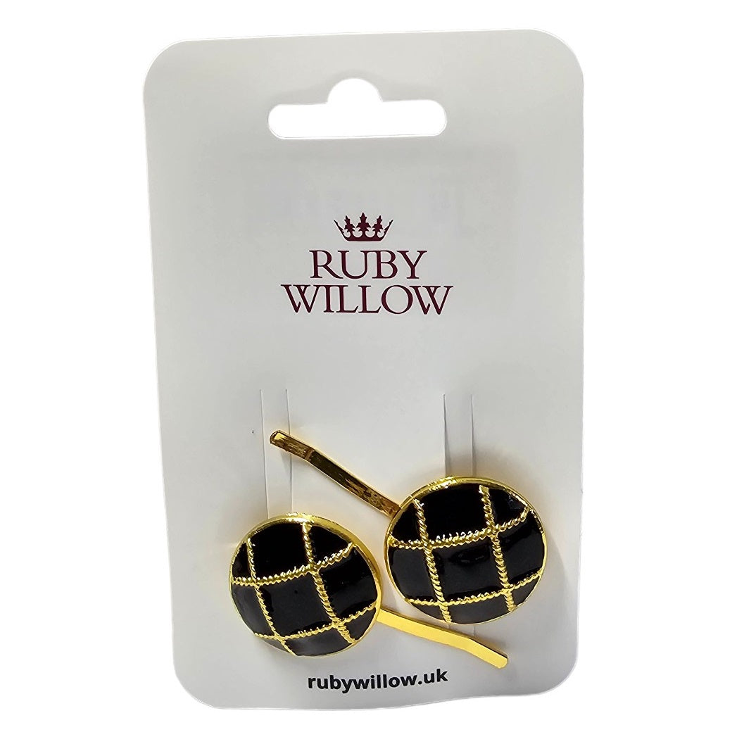 Remi Black & Gold Lattice Hair Slides