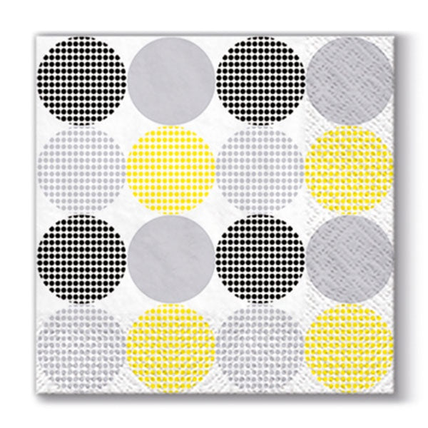 Cocktail 3 Ply Napkins - Dotsy Dots Yellow - Pack 20