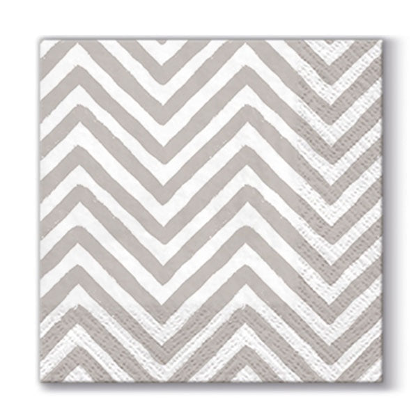 Cocktail 3 Ply Napkins - Chevron Grey - Pack 20