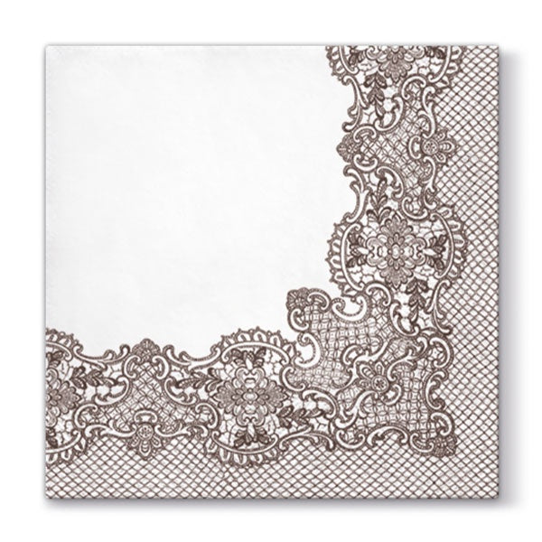 Lunch 3 Ply Napkin - Royal Lace Brown - Pack 20