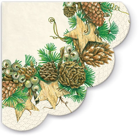 Round 3 Ply Napkins - Pinecone Wreath – Pack 12