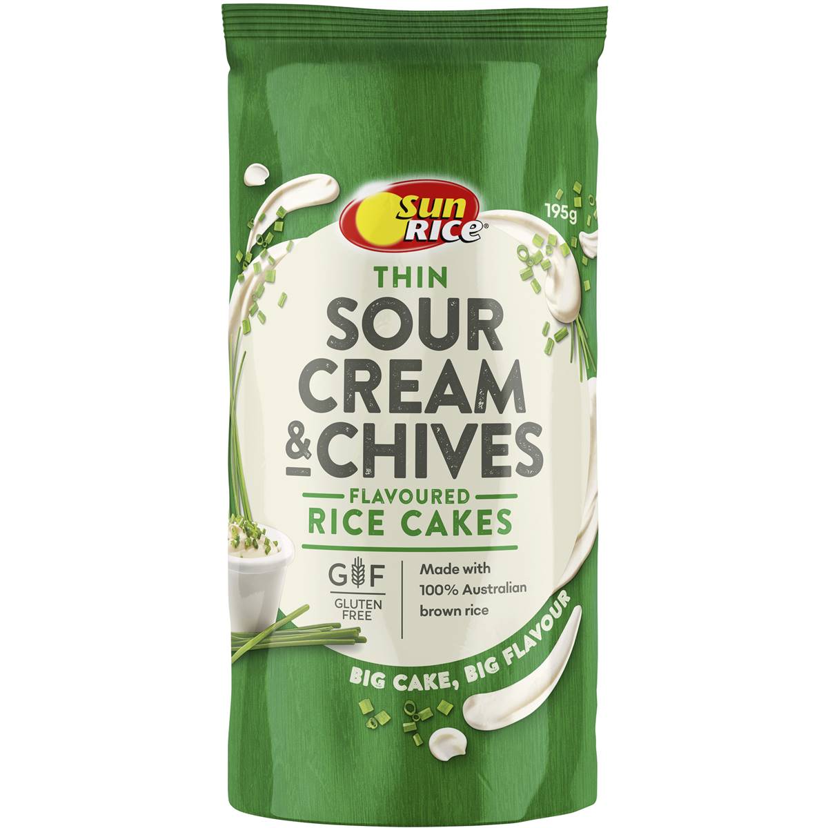 Sun Rice Thin Rice Cakes Sour Cream & Chives 160g