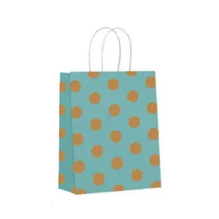 Twisted Handle Gift Bag Pearls Turquoise/Copper Medium - 210x270x110mm