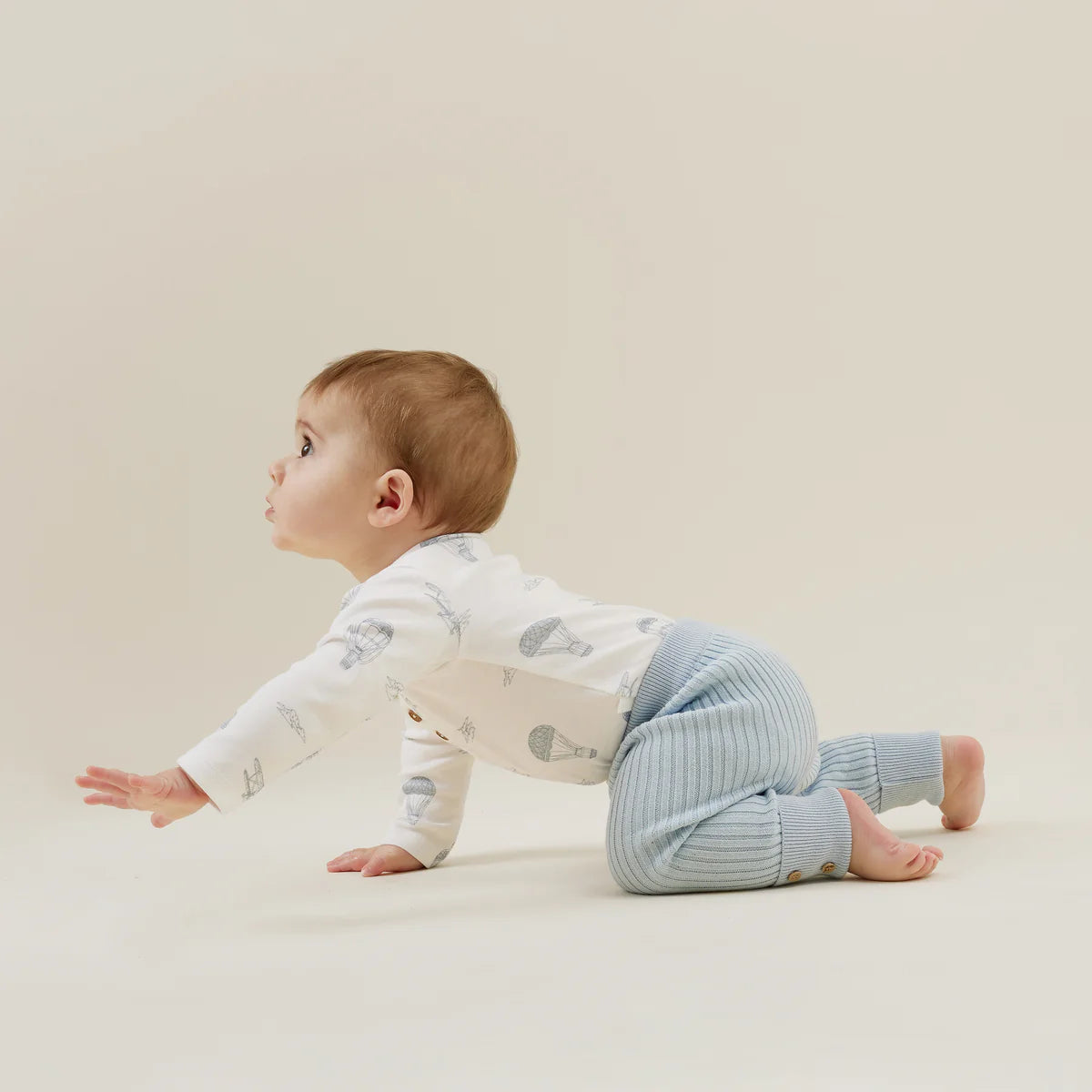 Aster & Oak Pale Blue Knit Rib Legging - 6-12m