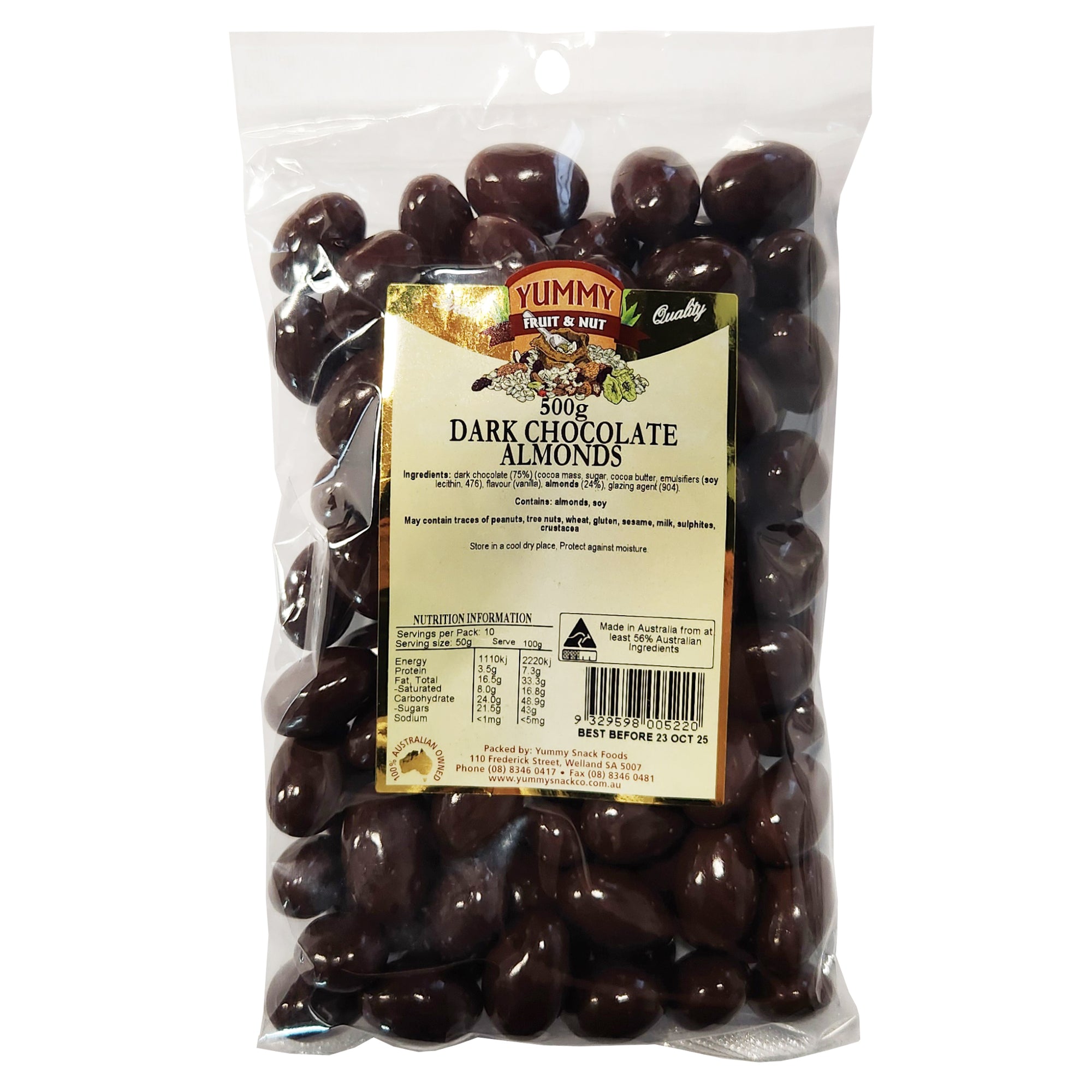 Yummy Snack Co Dark Chocolate Almonds 500g