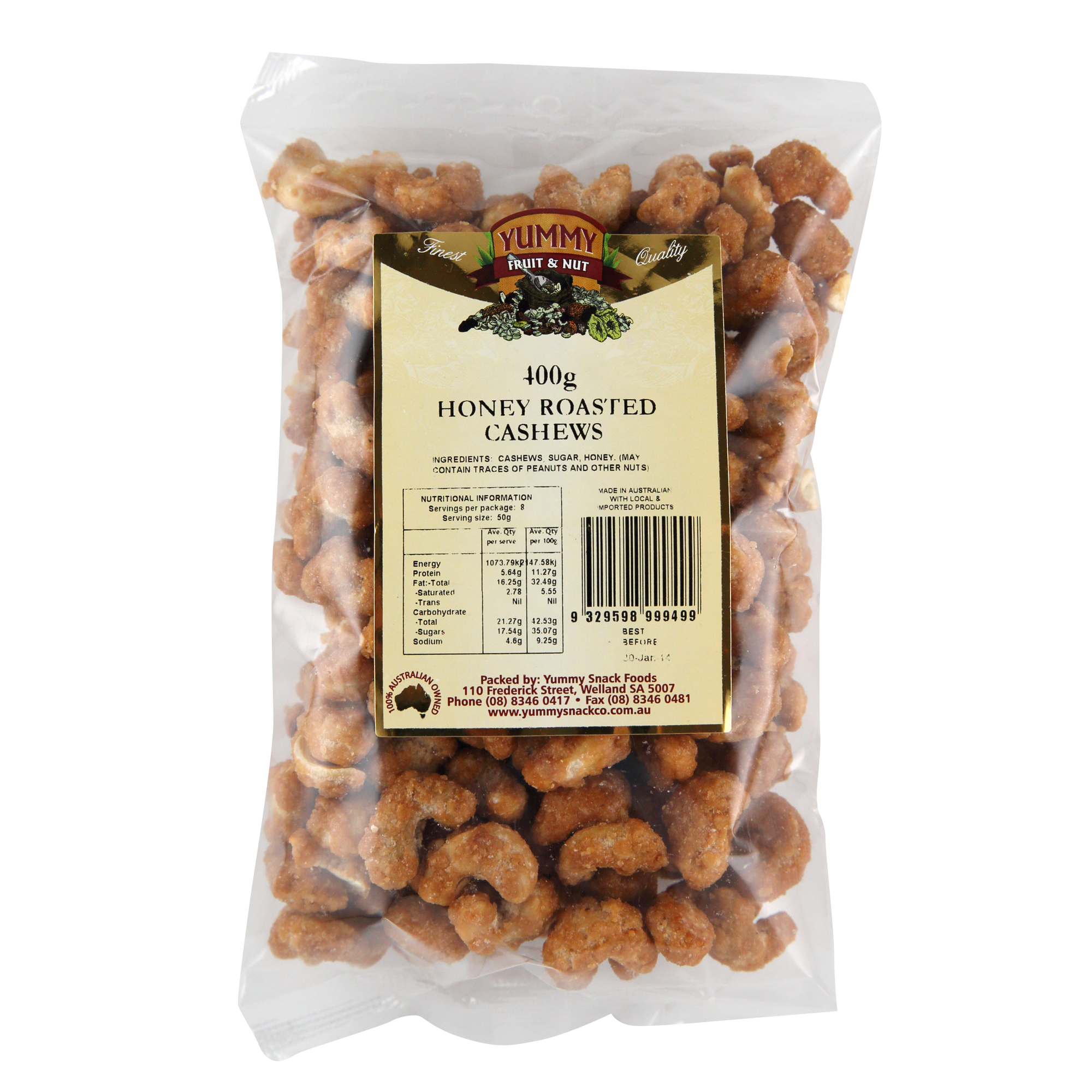 Yummy Snack Co Honey Roasted Cashews 400g