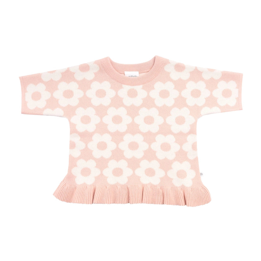 Kynd Baby Jacquard Knit Frill Tee / Pearl / 1