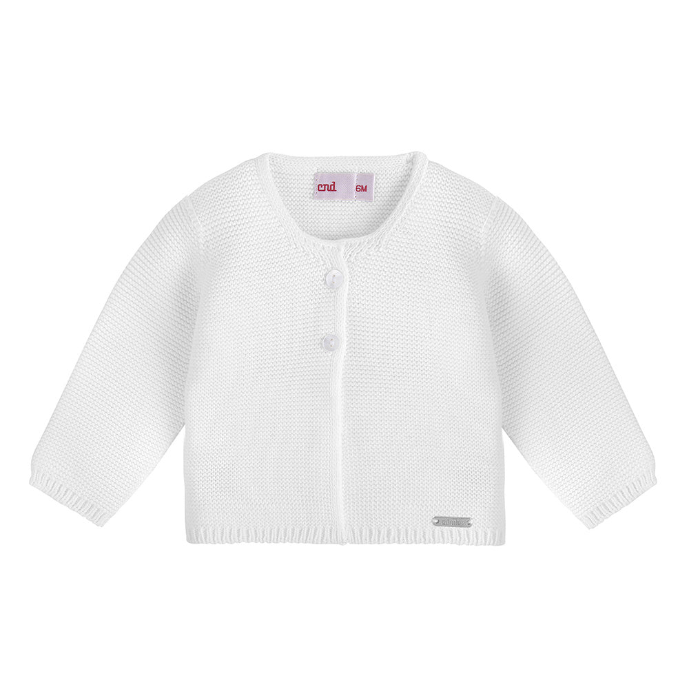 Moss Stitch Cardigan - White