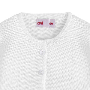 Moss Stitch Cardigan - White