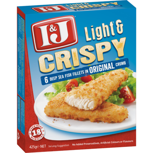 I&J Light & Crispy Fish Fillets in Original Crumb 425g