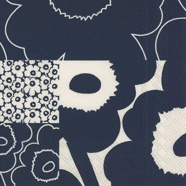 Marimekko Cocktail Napkin - Unikko Kollaasi Dk Blue