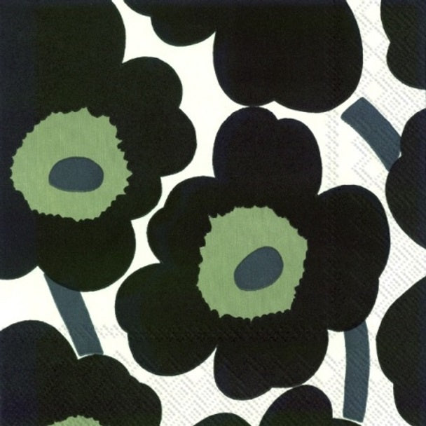 Marimekko Lunch Napkin - Unikko White Black