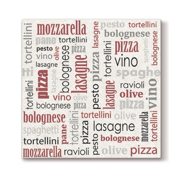 Dinner Airlaid Napkins - Italian Food Bordeaux - Pack 50