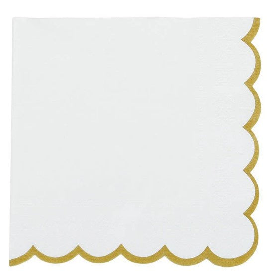 Halcyon White & Gold Paper Napkins 20pk