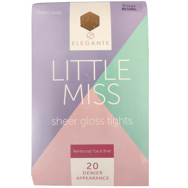 Elegante Little Miss Natural Sheer Gloss Natural 3 pk - 11/12 Yr