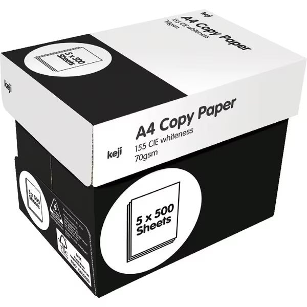 Keji A4 Copy Paper 70gsm White Carton 5 Reams