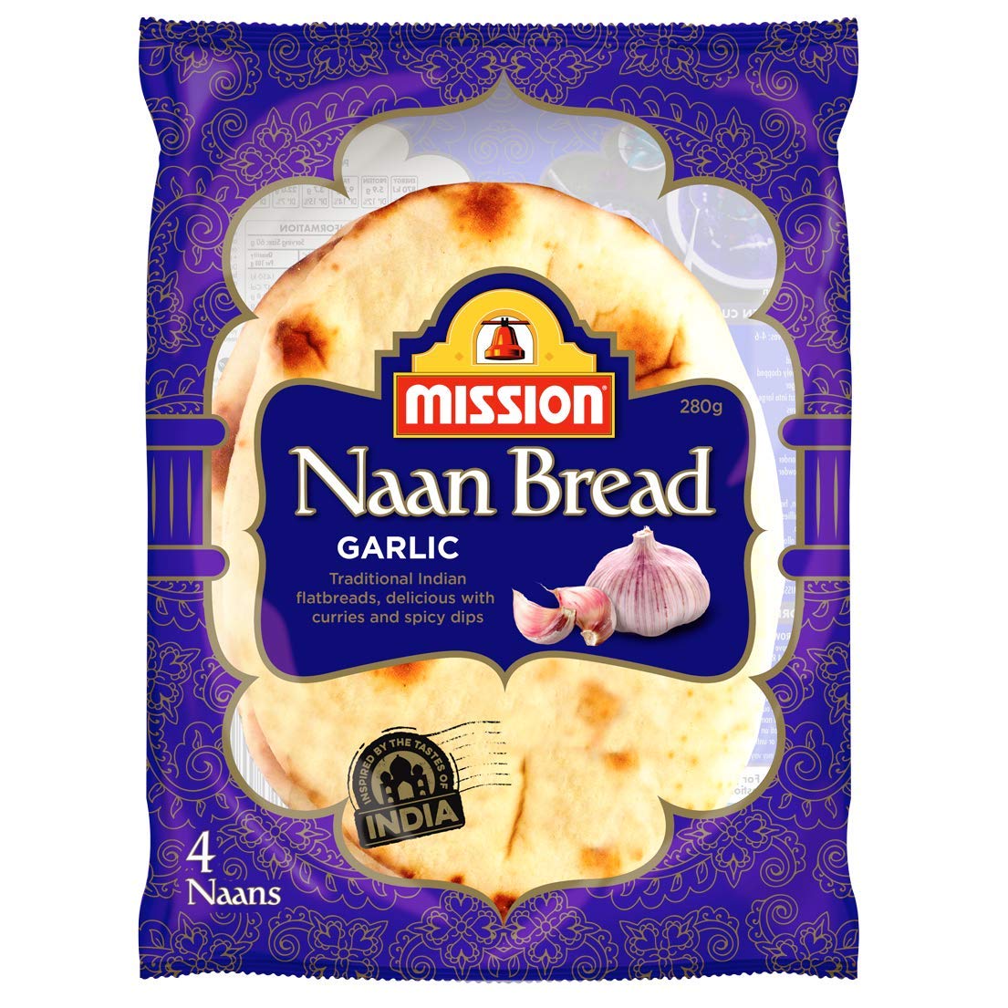 Mission Naan Bread Garlic & Herb 4pk