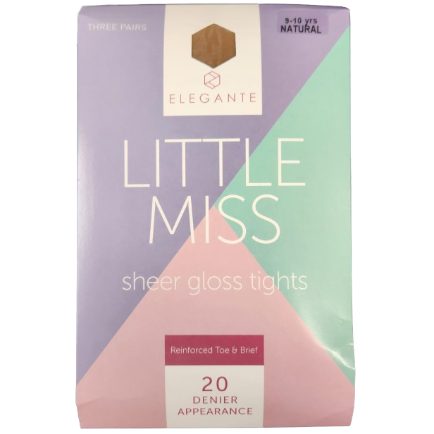 Elegante Little Miss Natural Sheer Gloss Natural 3 pk - 9/10 Yr