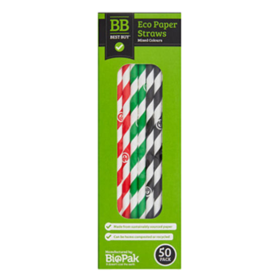 Best Buy Eco Paper Straws 50pk