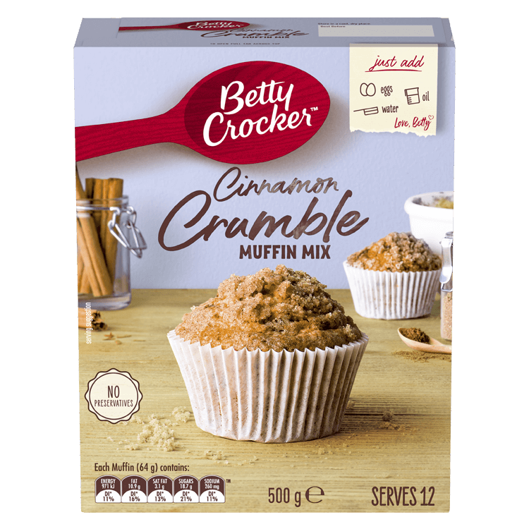 Betty Crocker Cinnamon Crumble Muffin Mix 500g