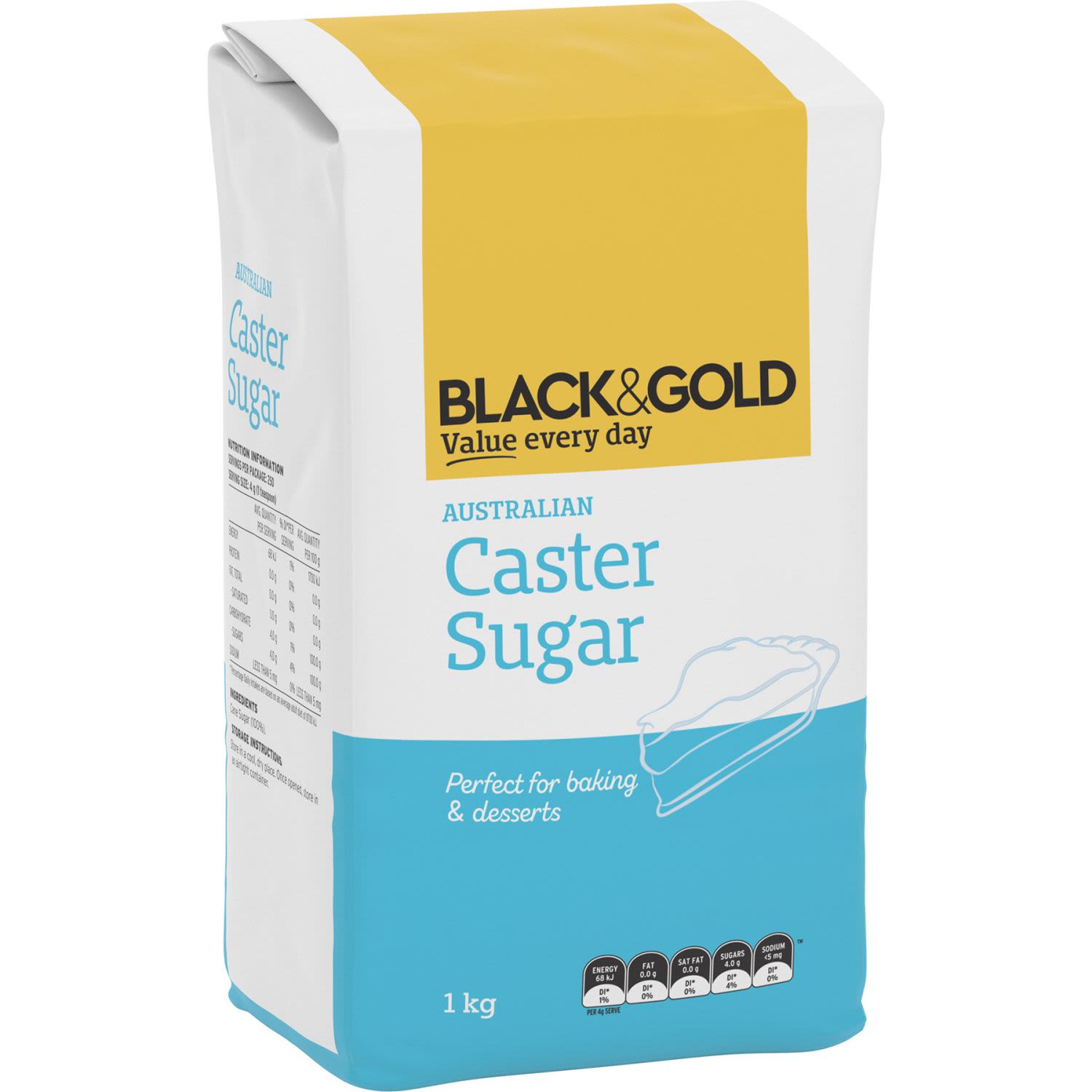 Black & Gold Caster Sugar 1kg