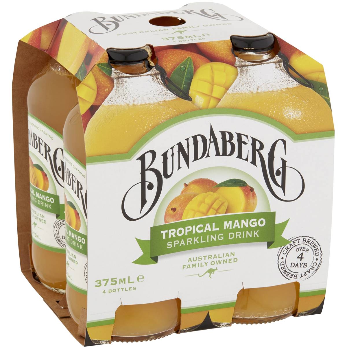 Bundaberg Tropical Mango Sparkling Drink 375ml x 4pk