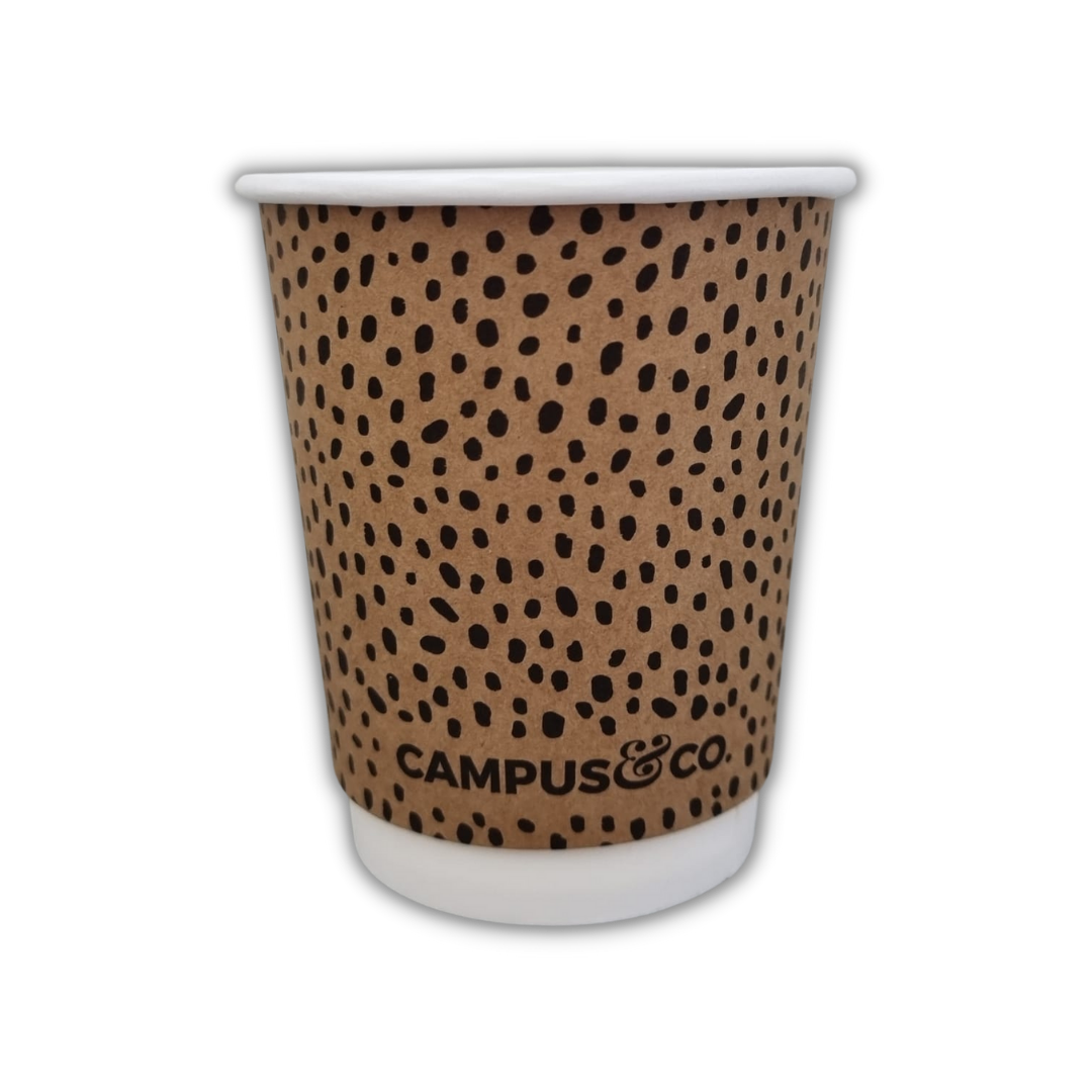 C&Co Coffee Cup Eco PLA Double Wall Abstract on Kraft 8oz 25/sleeve