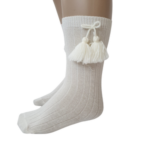 Carlomagno 2408 Ribbed Tassel Knee High Sock