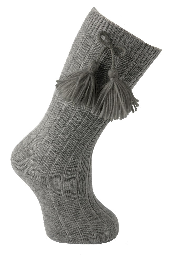 Carlomagno 2408 Ribbed Tassel Knee High Sock