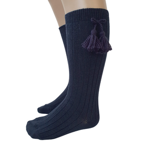 Carlomagno 2408 Ribbed Tassel Knee High Sock