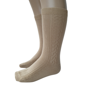 Carlomagno 272 Perle Cable Knee High Sock - Sand - 6