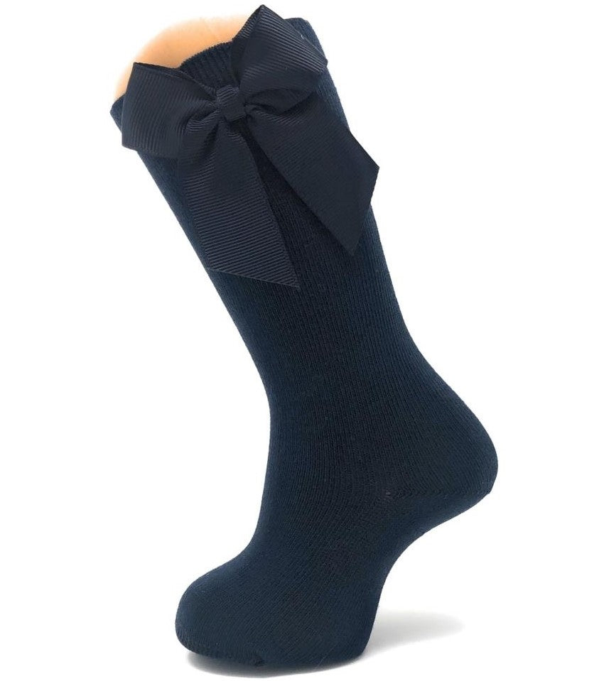 Carlomagno 2946 Grosgrain Bow Knee High Sock