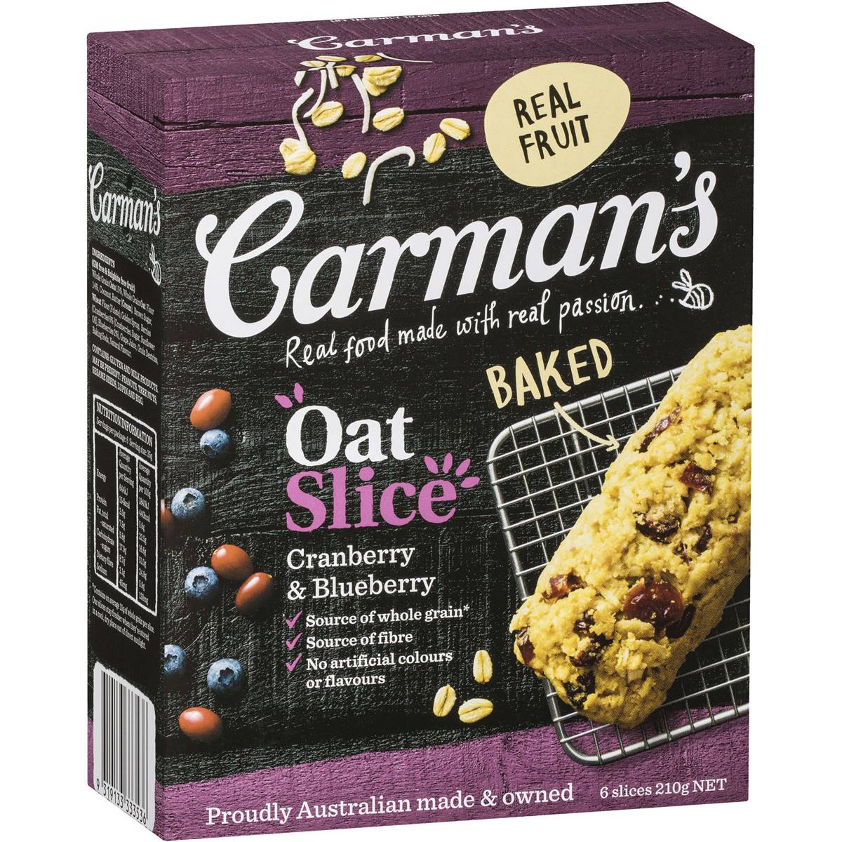 Carman's Cranberry & Blueberry Oat Slice 5pk