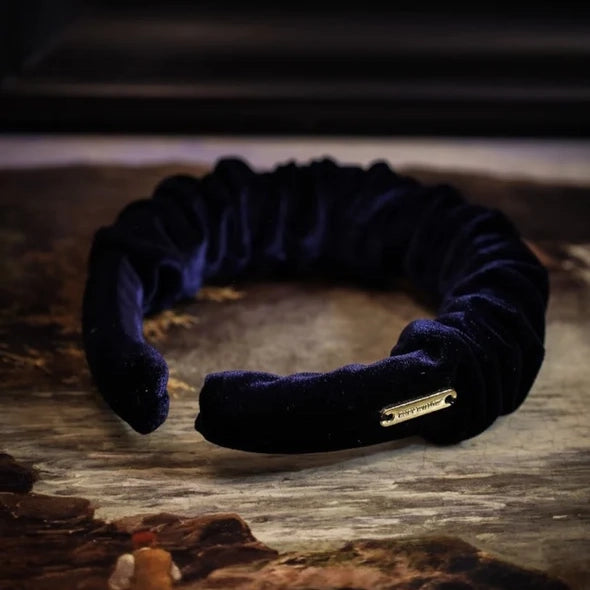 Clemency - Navy Velvet Ruched Hairband