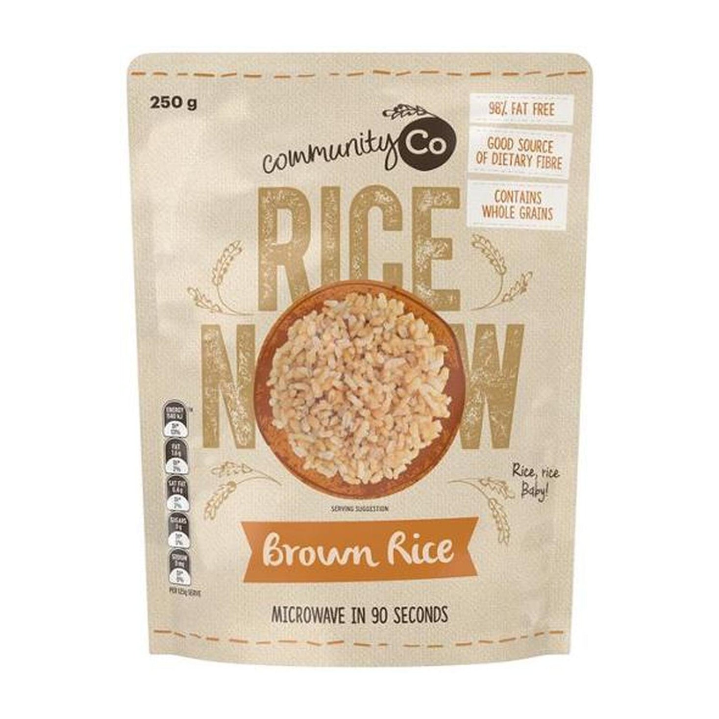 Community Co Brown Rice Microwave Pouch 250g