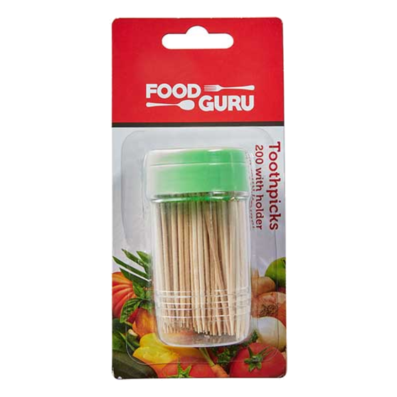 Food Guru Toothpicks & Holder 200pk