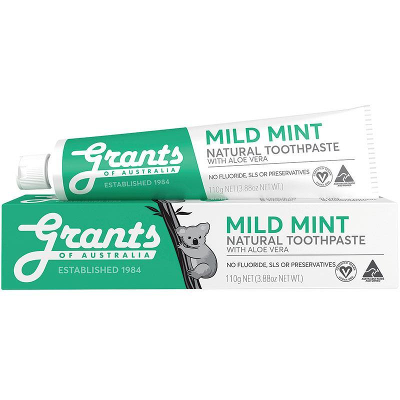 Grants Mild Mint Natural Toothpaste with Aloe Vera 110g