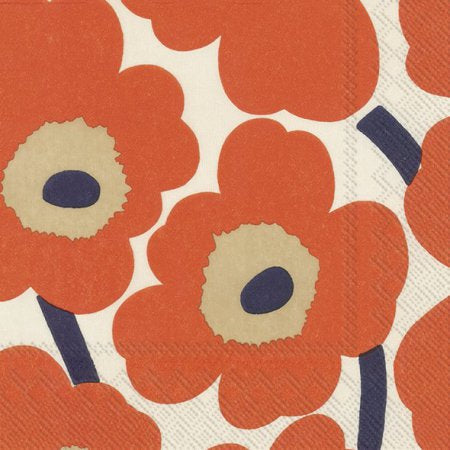 Marimekko Cocktail Napkin - Unikko Orange Cream