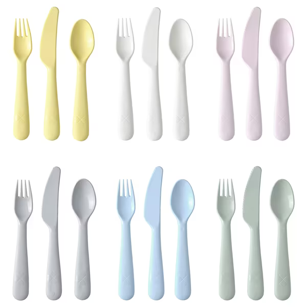 KALAS Children's Plastic 3pc Cutlery Set Various Colours