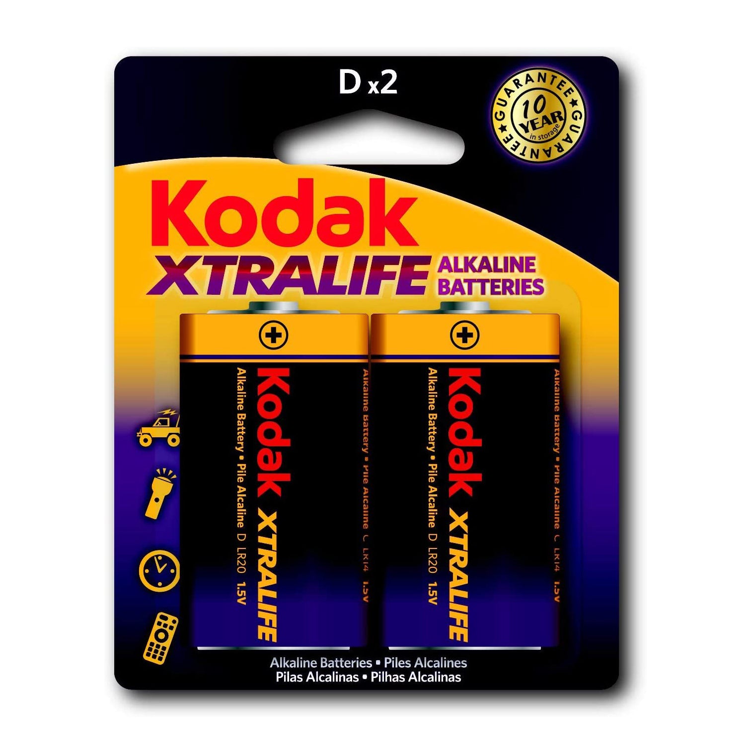 Kodak Batteries Xtralife Alkaline D 2pk