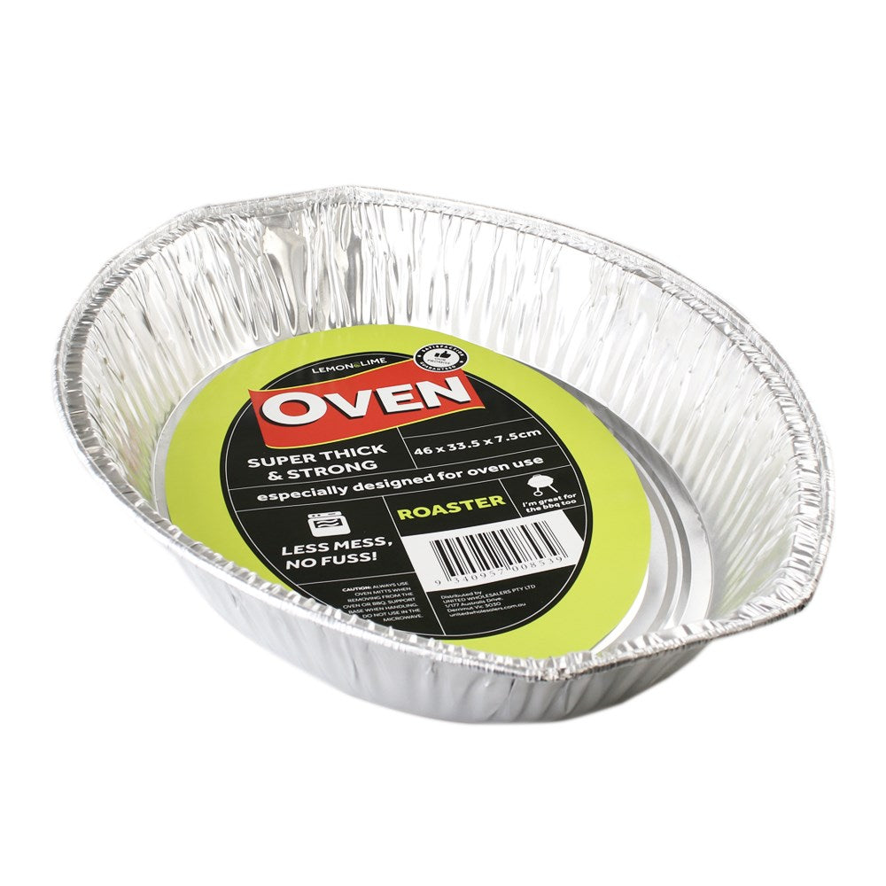 Lemon & Lime Foil Roasting Tray Oval Heavy Duty 45.5x36x9cm